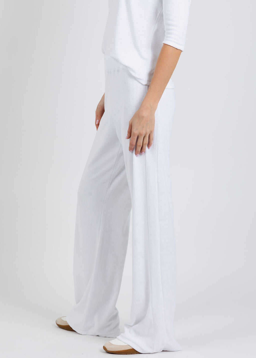 Goldie Life of Luxury Terry Flare Pants in White available at Barbara Katz