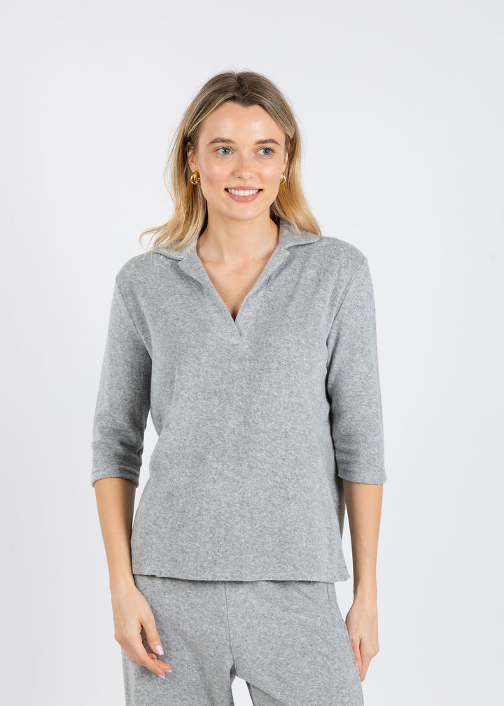 Goldie Life of Luxury Terry Polo in Gray Heather available at Barbara Katz
