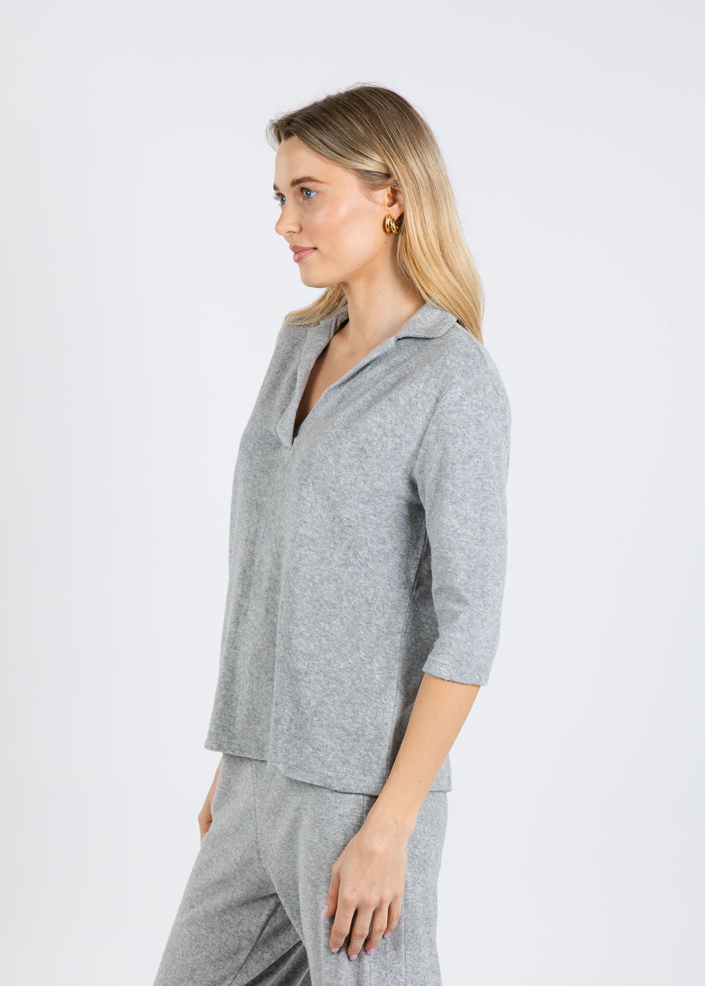 Goldie Life of Luxury Terry Polo in Gray Heather available at Barbara Katz