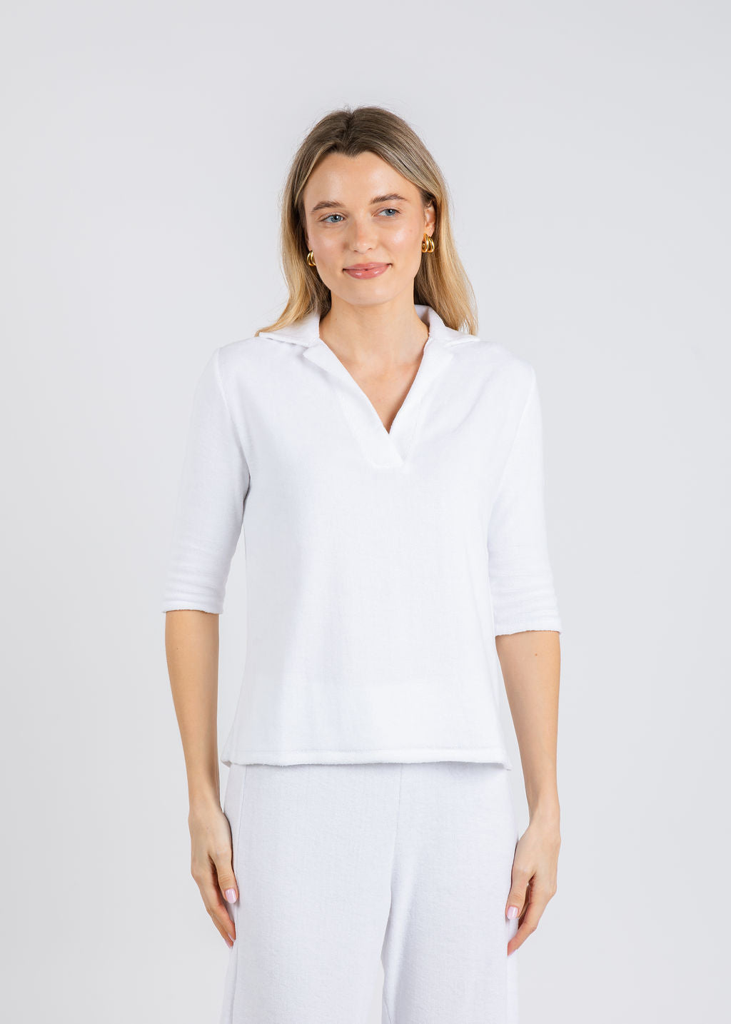 Goldie Life of Luxury Terry Polo in White available at Barbara Katz