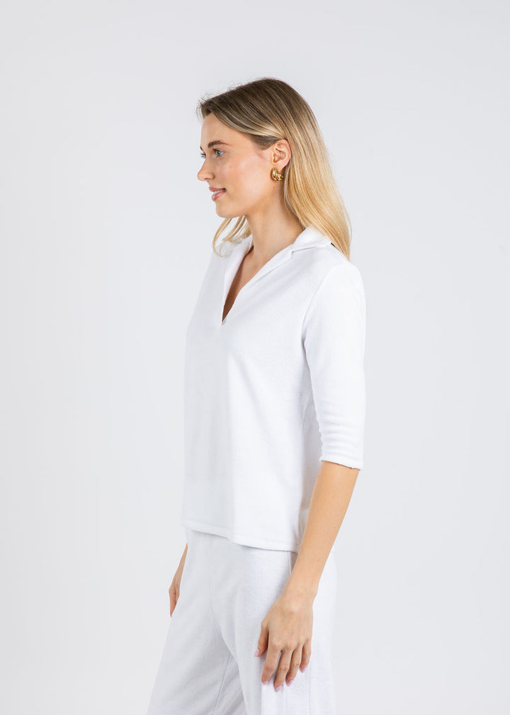 Goldie Life of Luxury Terry Polo in White available at Barbara Katz