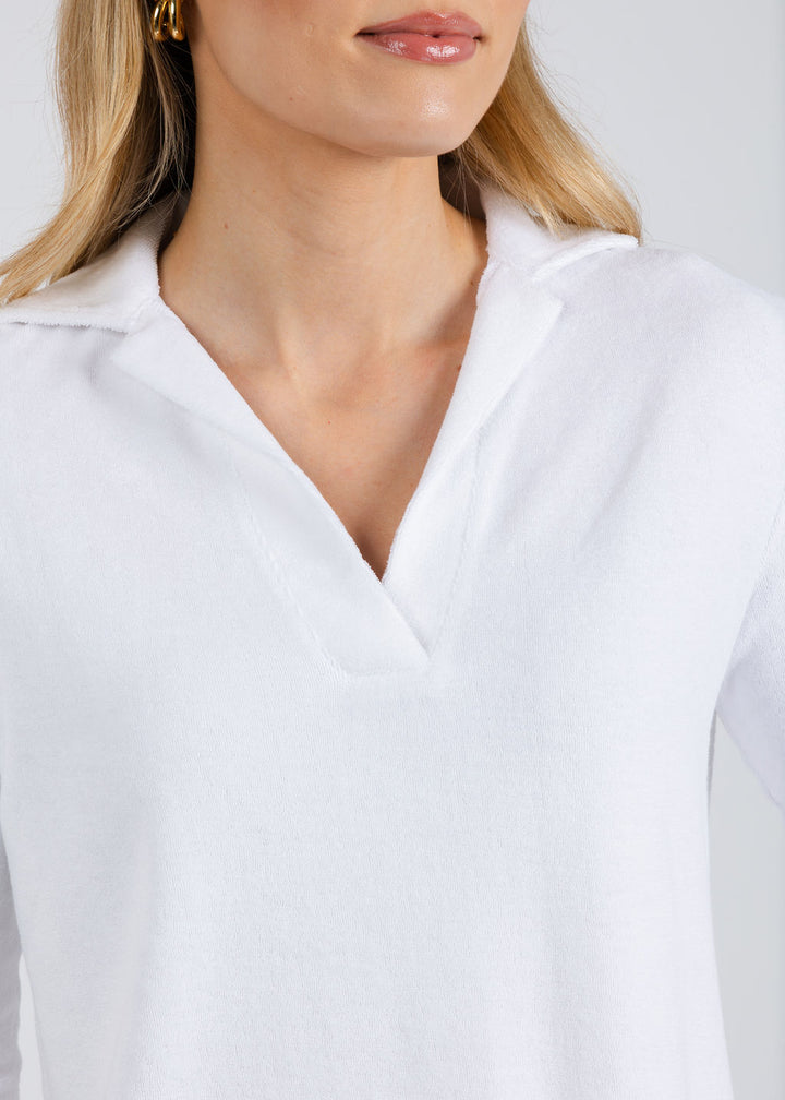 Goldie Life of Luxury Terry Polo in White available at Barbara Katz