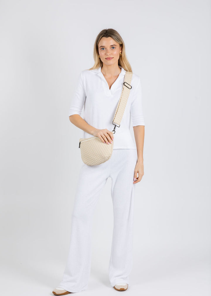 Goldie Life of Luxury Terry Polo and Terry Flare Pants in White available at Barbara Katz