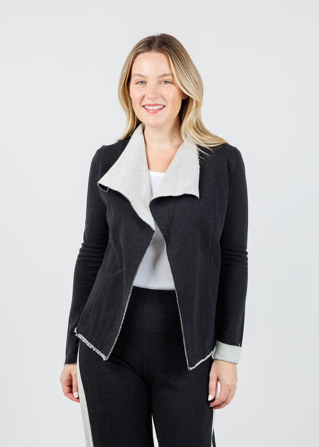 Goldie Melrose Light Draped Jacket in Black available at Barbara Katz