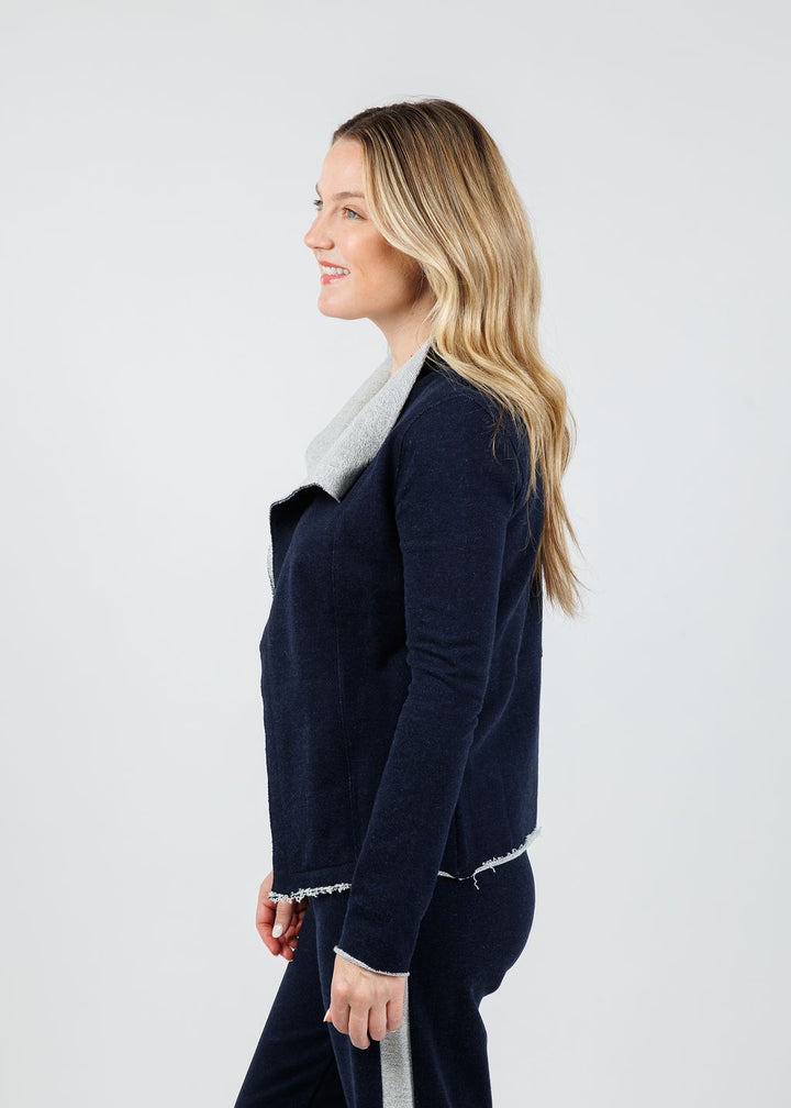 Goldie Melrose Light Draped Jacket in Navy available at Barbara Katz