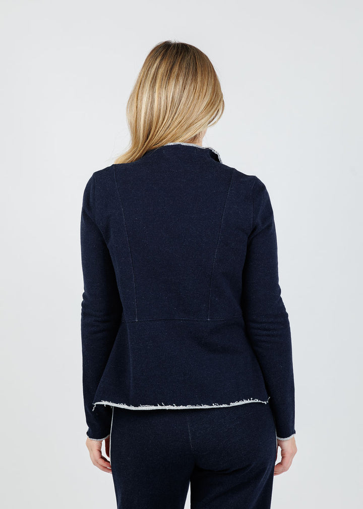 Goldie Melrose Light Draped Jacket in Navy available at Barbara Katz