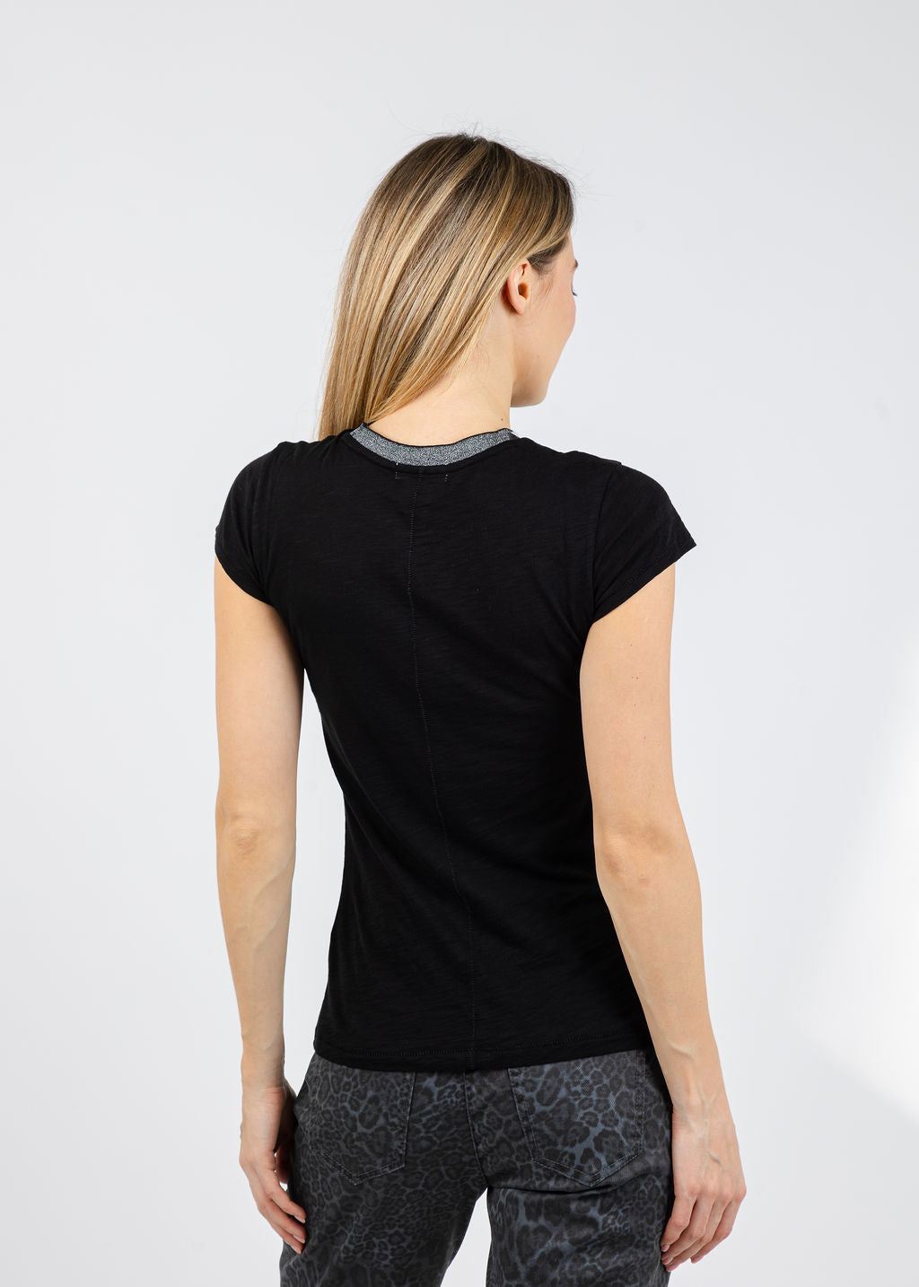 Goldie Metallic Pavé Ringer Tee in Black available at Barbara Katz