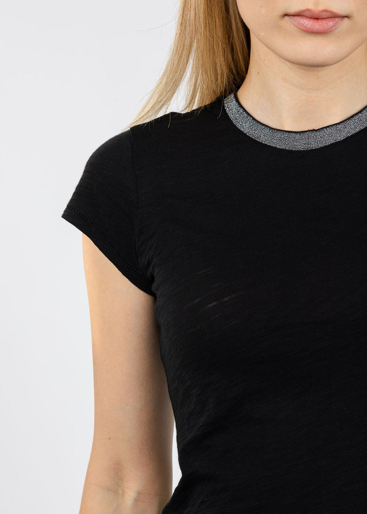 Goldie Metallic Pavé Ringer Tee in Black available at Barbara Katz