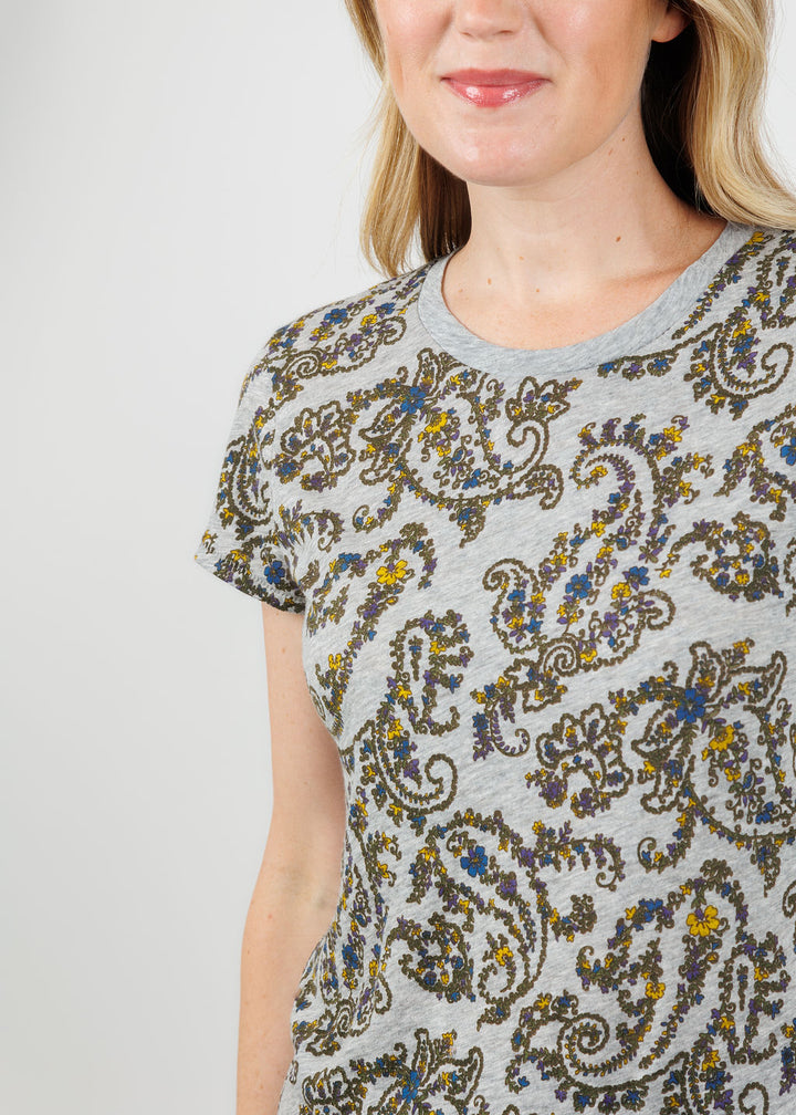 Goldie Paisley Grove Ringer Tee in Gray Heather available at Barbara Katz