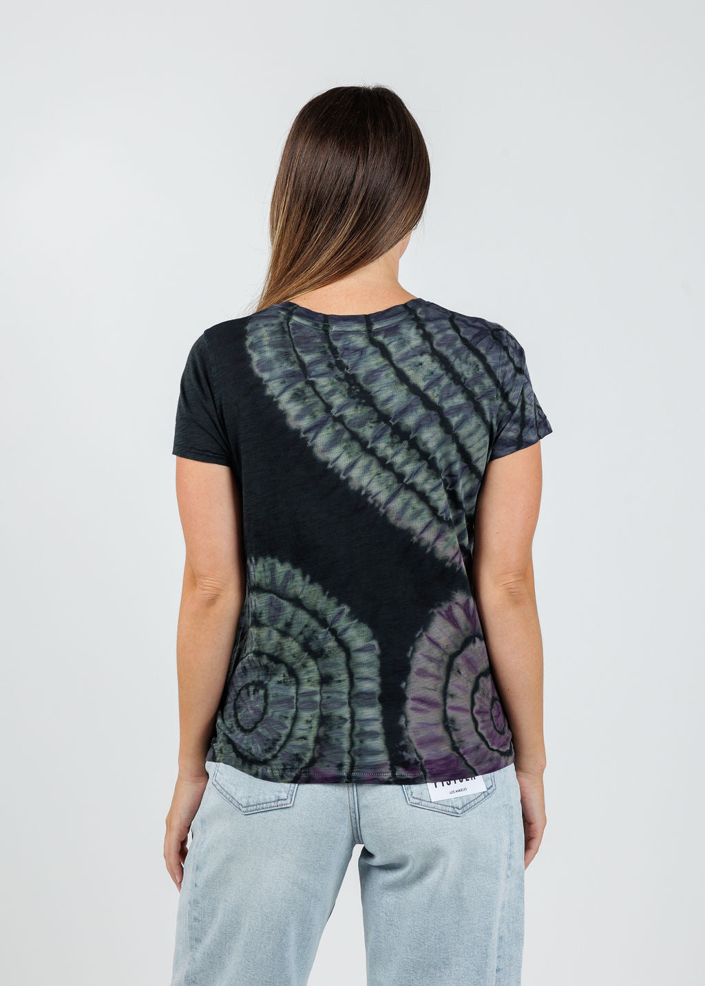 Goldie Patchwork Tie Dye Boy Tee in Charcoal Heather available at Barbara Katz