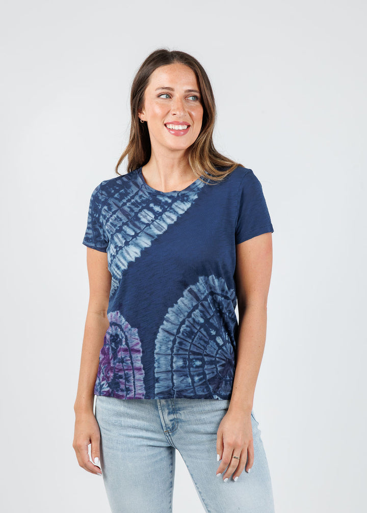 Goldie Patchwork Tie Dye Boy Tee in Estate Blue available at Barbara Katz