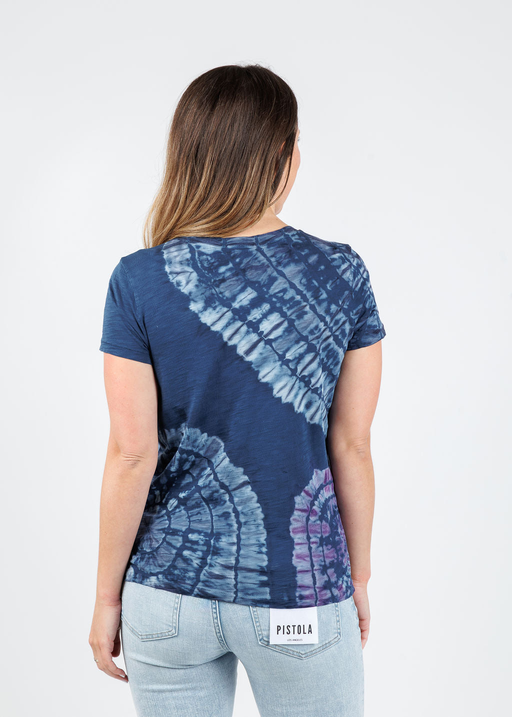 Goldie Patchwork Tie Dye Boy Tee in Estate Blue available at Barbara Katz