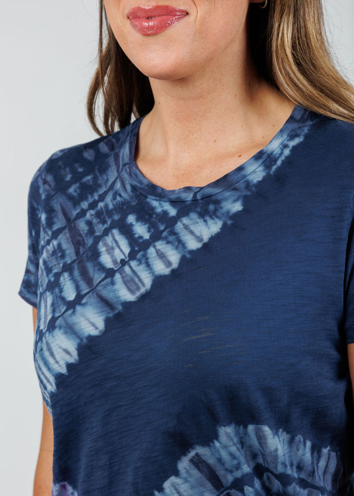 Goldie Patchwork Tie Dye Boy Tee in Estate Blue available at Barbara Katz