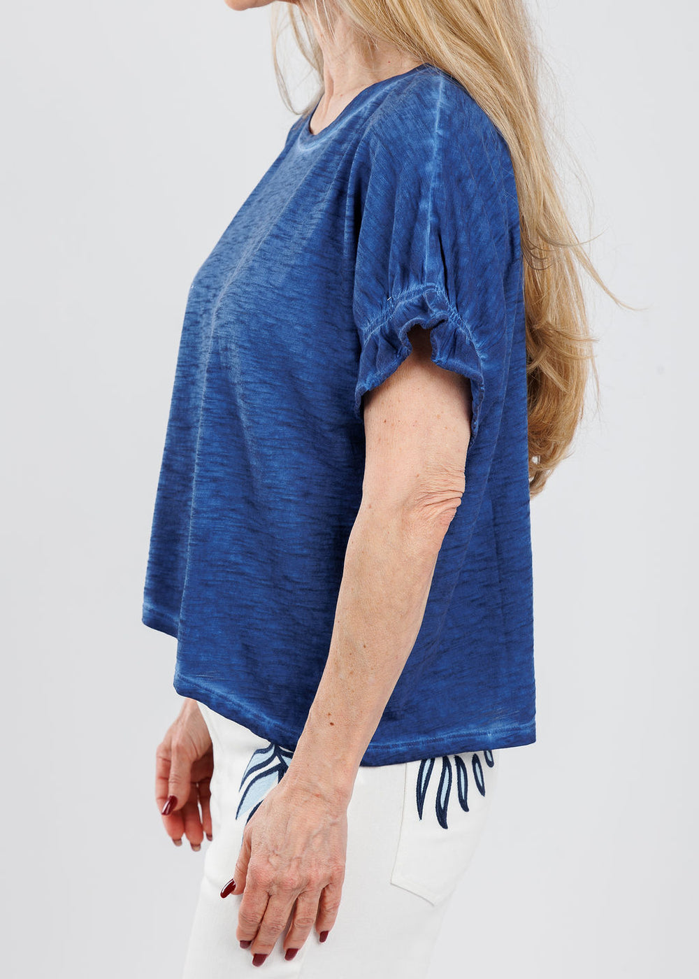 Goldie Puff & Ruffle Sleeve Tee in Limoges available at Barbara Katz