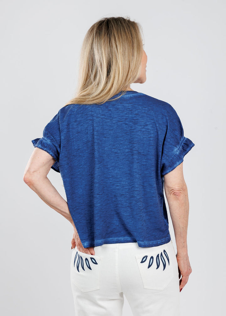 Goldie Puff & Ruffle Sleeve Tee in Limoges available at Barbara Katz