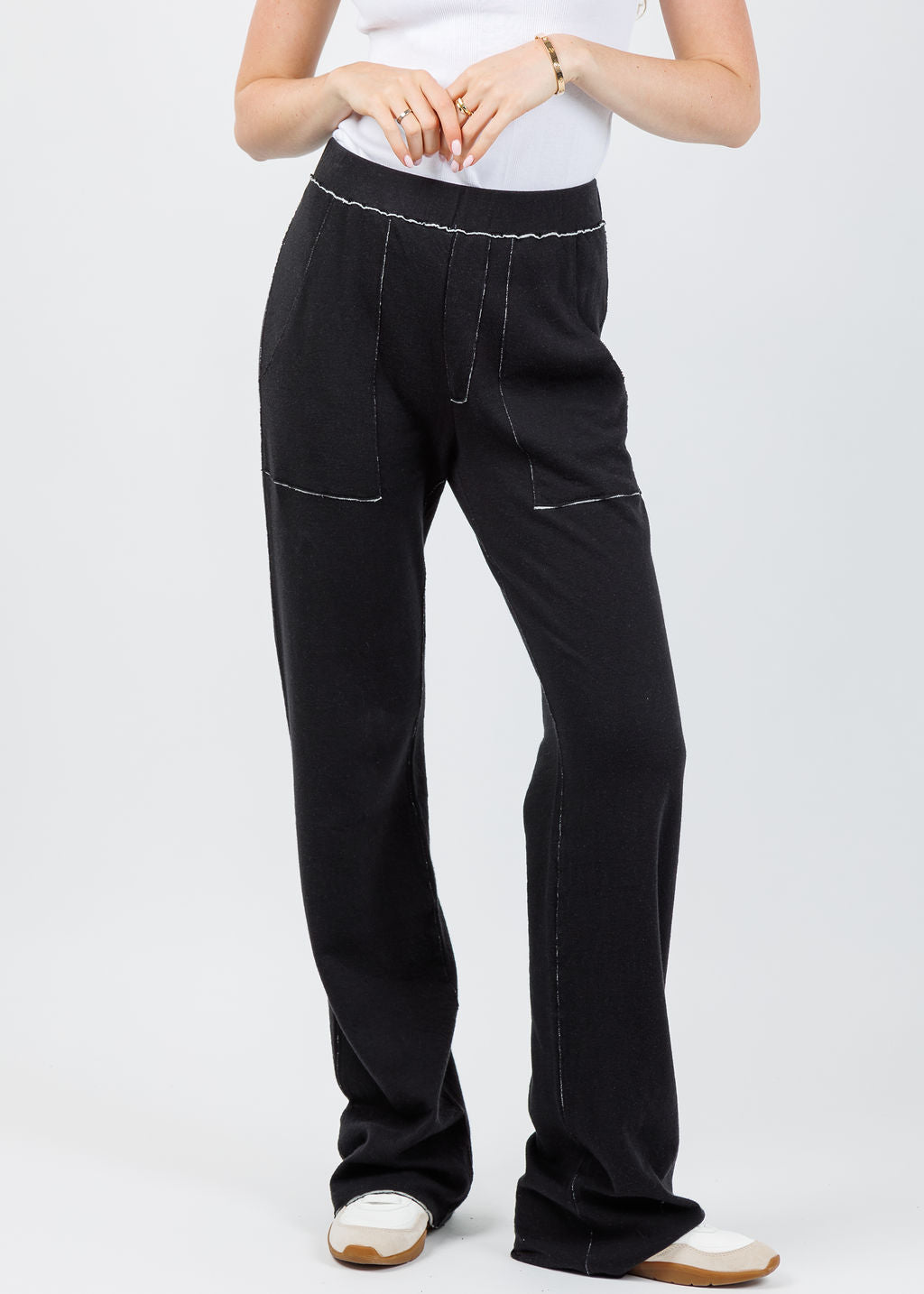 Goldie Serena Double Face Studio Pants in Black/Gray Heather available at Barbara Katz
