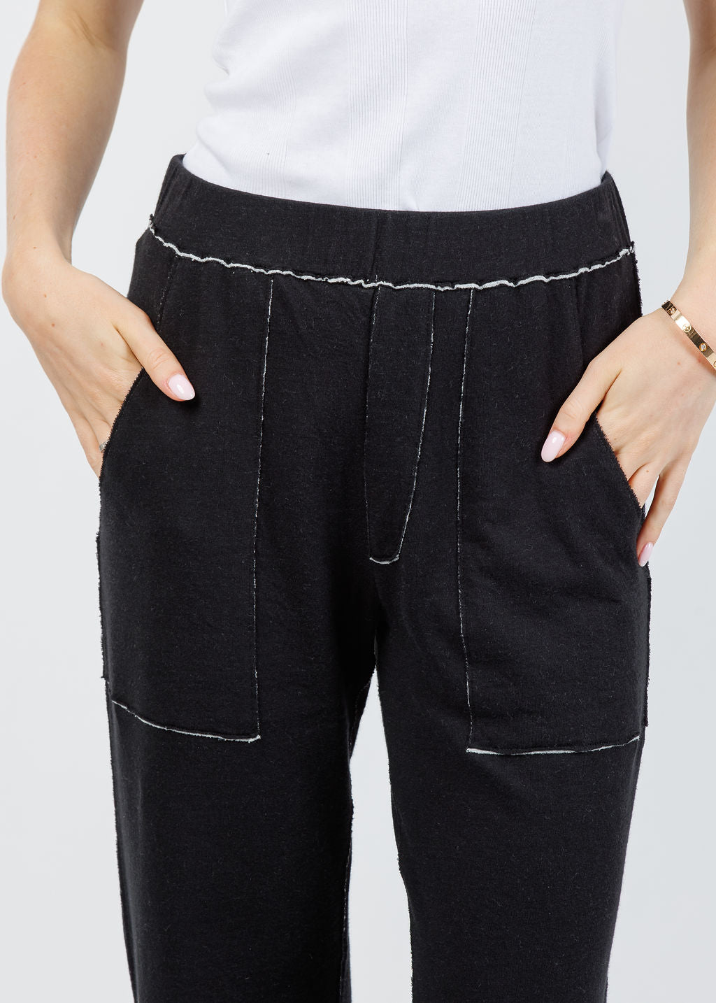 Goldie Serena Double Face Studio Pants in Black/Gray Heather available at Barbara Katz