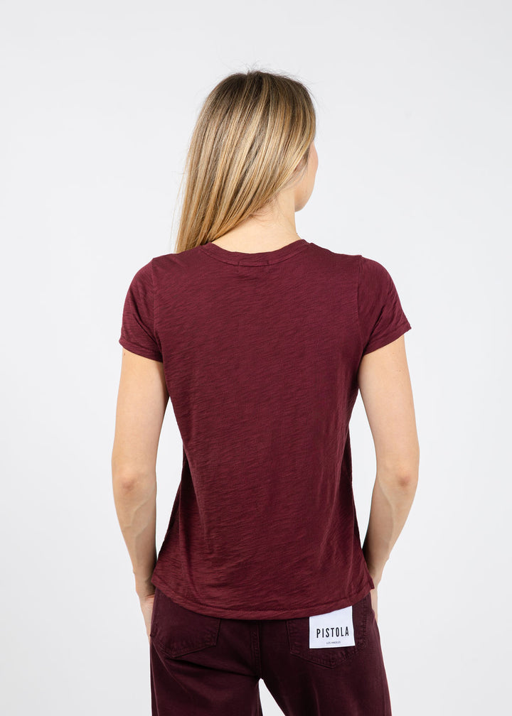 Goldie Signature Slub Boy Tee in Bordeaux available at Barbara Katz
