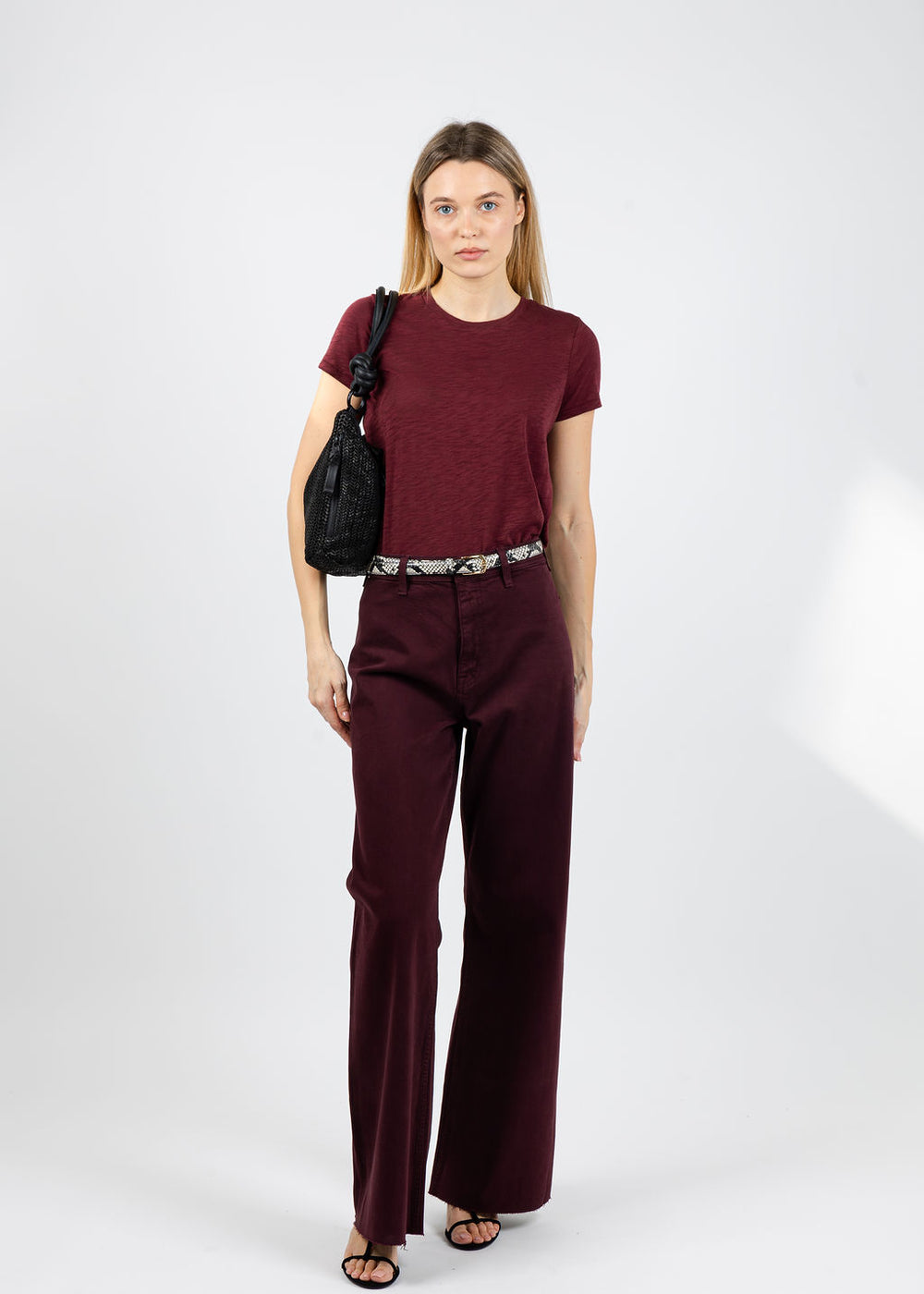 Goldie Signature Slub Boy Tee in Bordeaux available at Barbara Katz