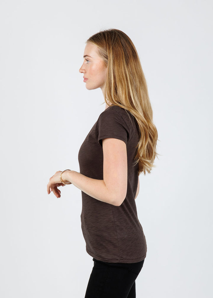 Goldie Signature Slub Crew Tee in Coffee available at Barbara Katz