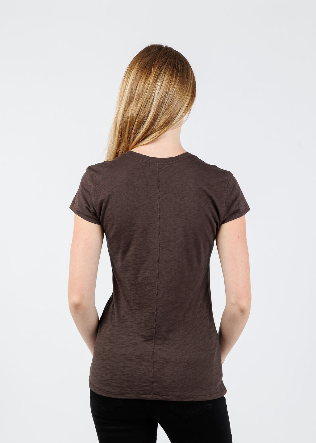 Goldie Signature Slub Crew Tee in Coffee available at Barbara Katz
