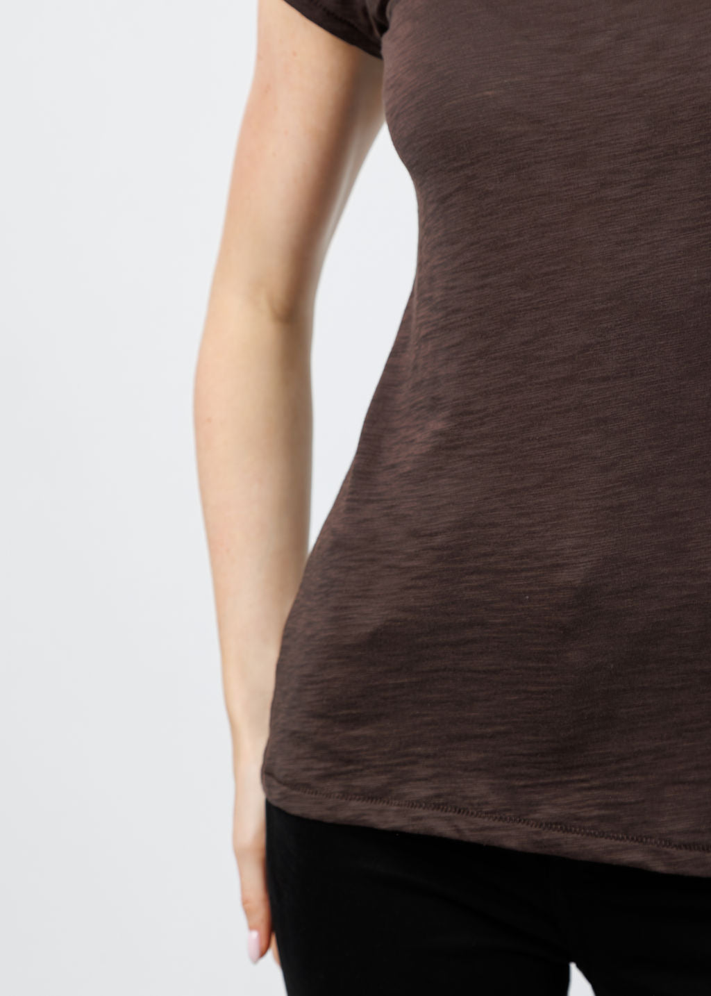 Goldie Signature Slub Crew Tee in Coffee available at Barbara Katz