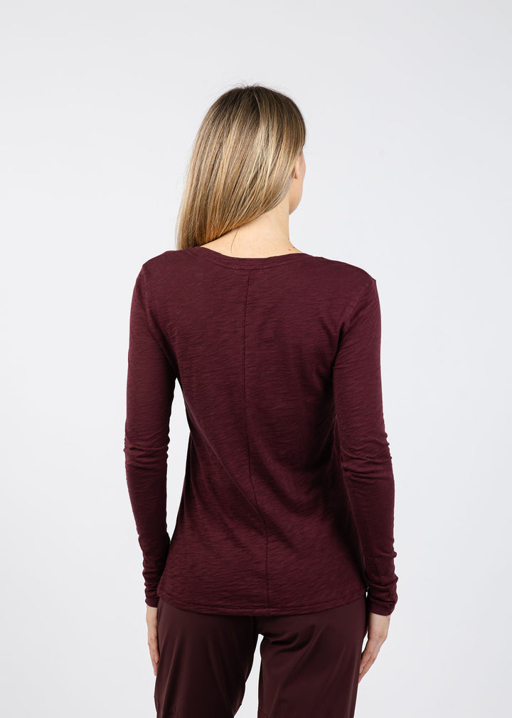 Goldie Signature Slub Long Sleeve Tee in Bordeaux available at Barbara Katz