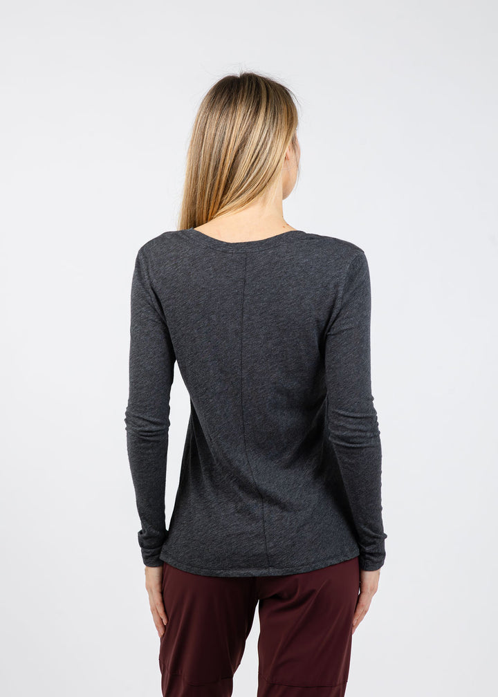 Goldie Signature Slub Long Sleeve Tee in Charcoal Heather available at Barbara Katz