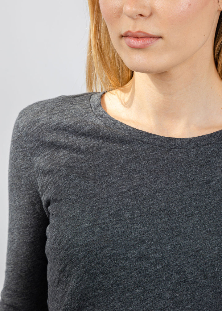 Goldie Signature Slub Long Sleeve Tee in Charcoal Heather available at Barbara Katz