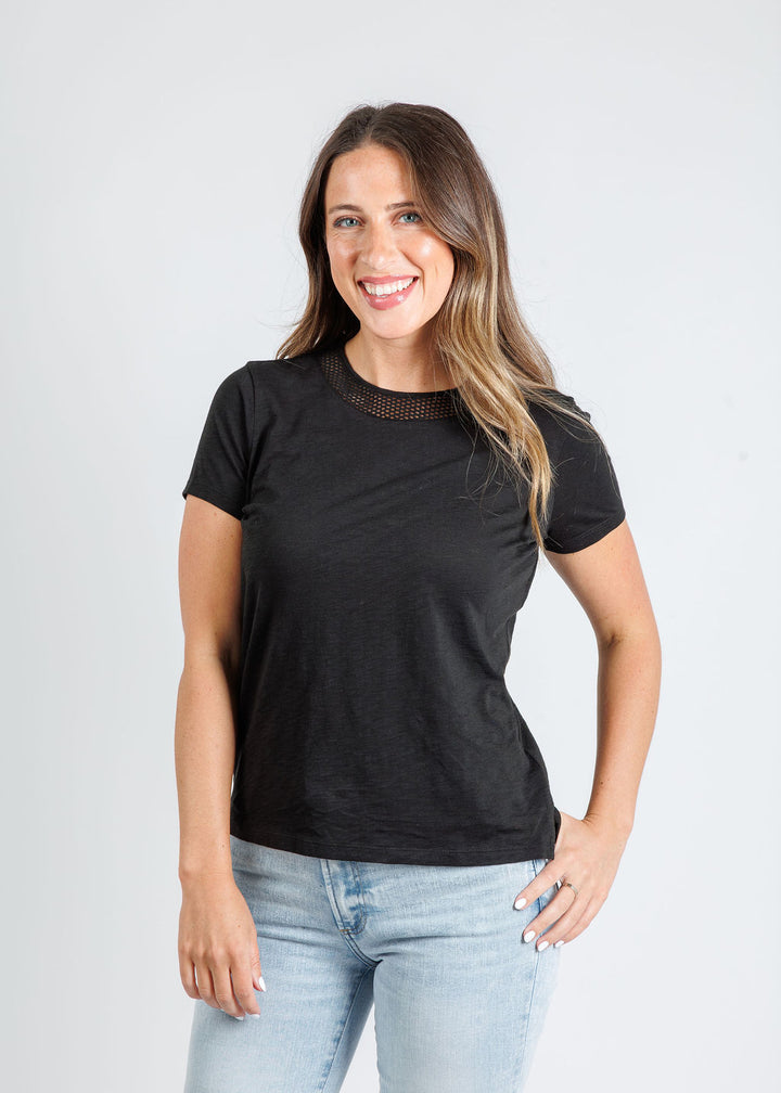 Goldie Soleil Slub Fishnet Boy Tee in Black available at Barbara Katz