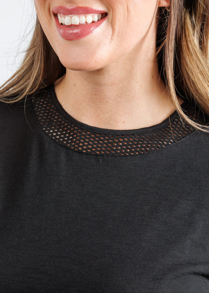 Goldie Soleil Slub Fishnet Boy Tee in Black available at Barbara Katz