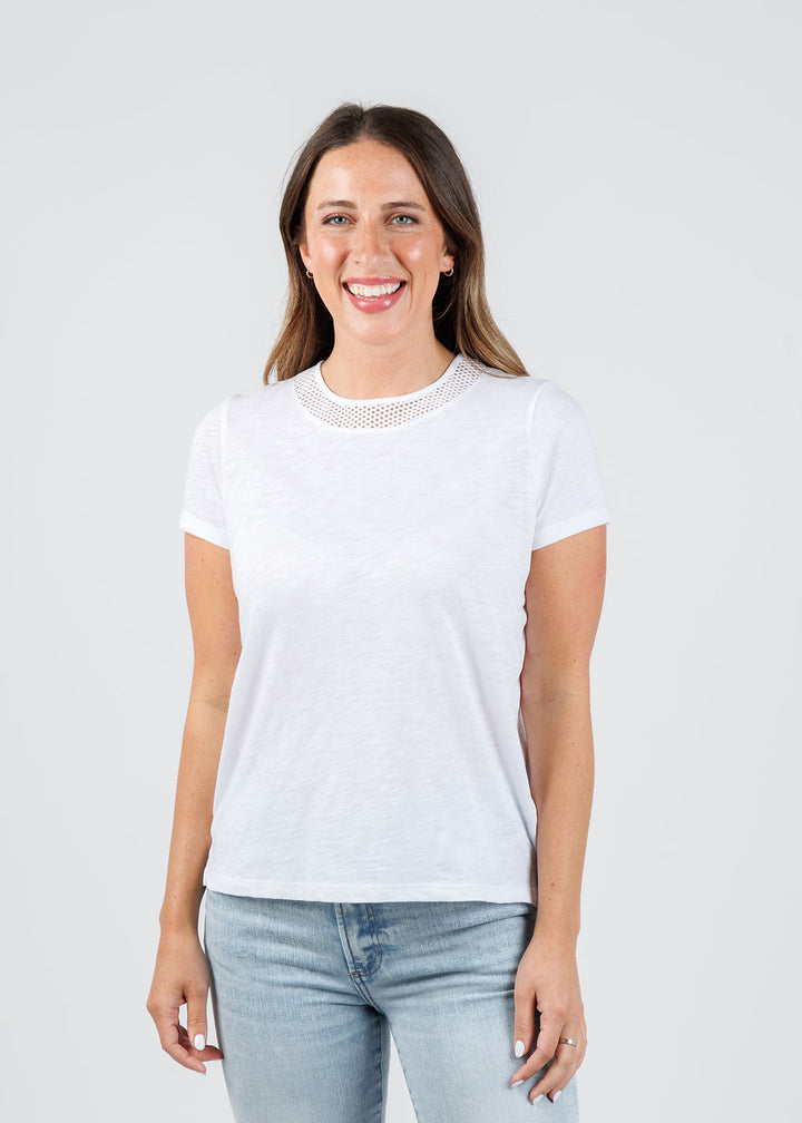 Goldie Soleil Slub Fishnet Boy Tee in White available at Barbara Katz