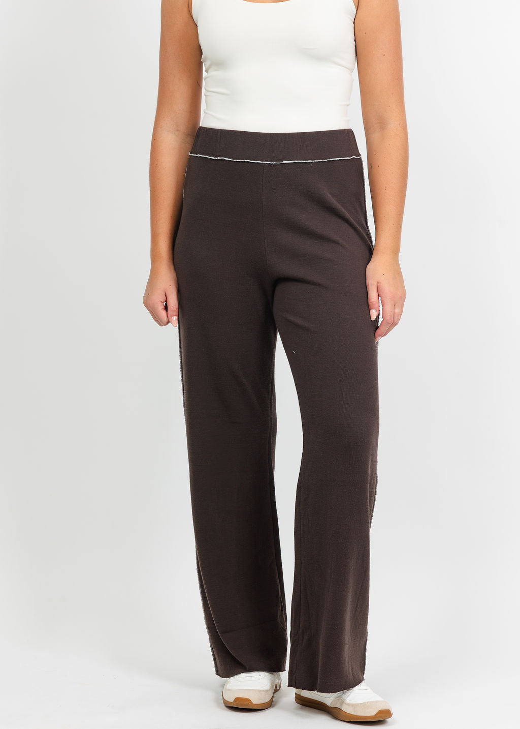 Goldie Stella Double-Faced Flare Pant in Coffee/Gray Heather available at Barbara Katz