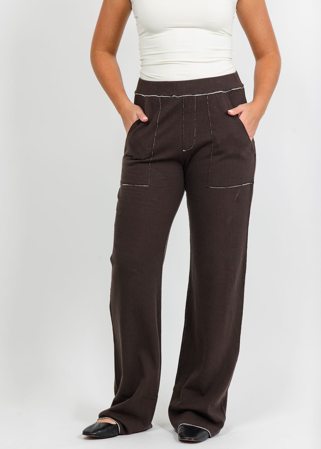 Goldie Stella Double-Faced Studio Pant in Coffee/Gray Heather available at Barbara Katz
