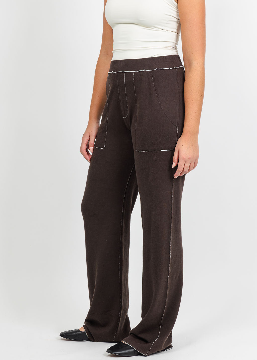 Goldie Stella Double-Faced Studio Pant in Coffee/Gray Heather available at Barbara Katz
