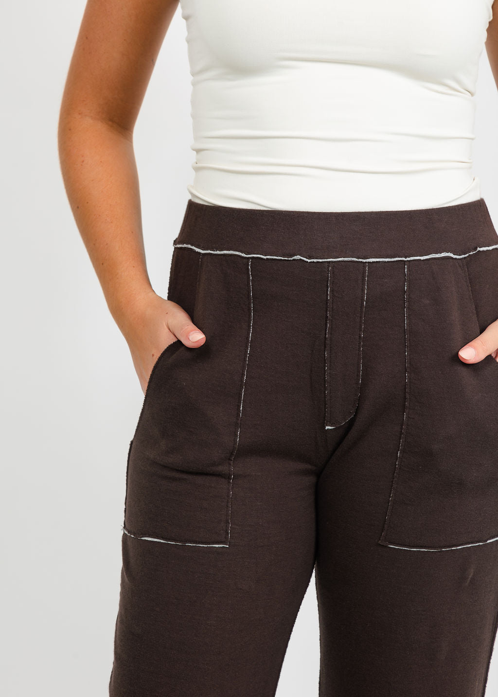 Goldie Stella Double-Faced Studio Pant in Coffee/Gray Heather available at Barbara Katz