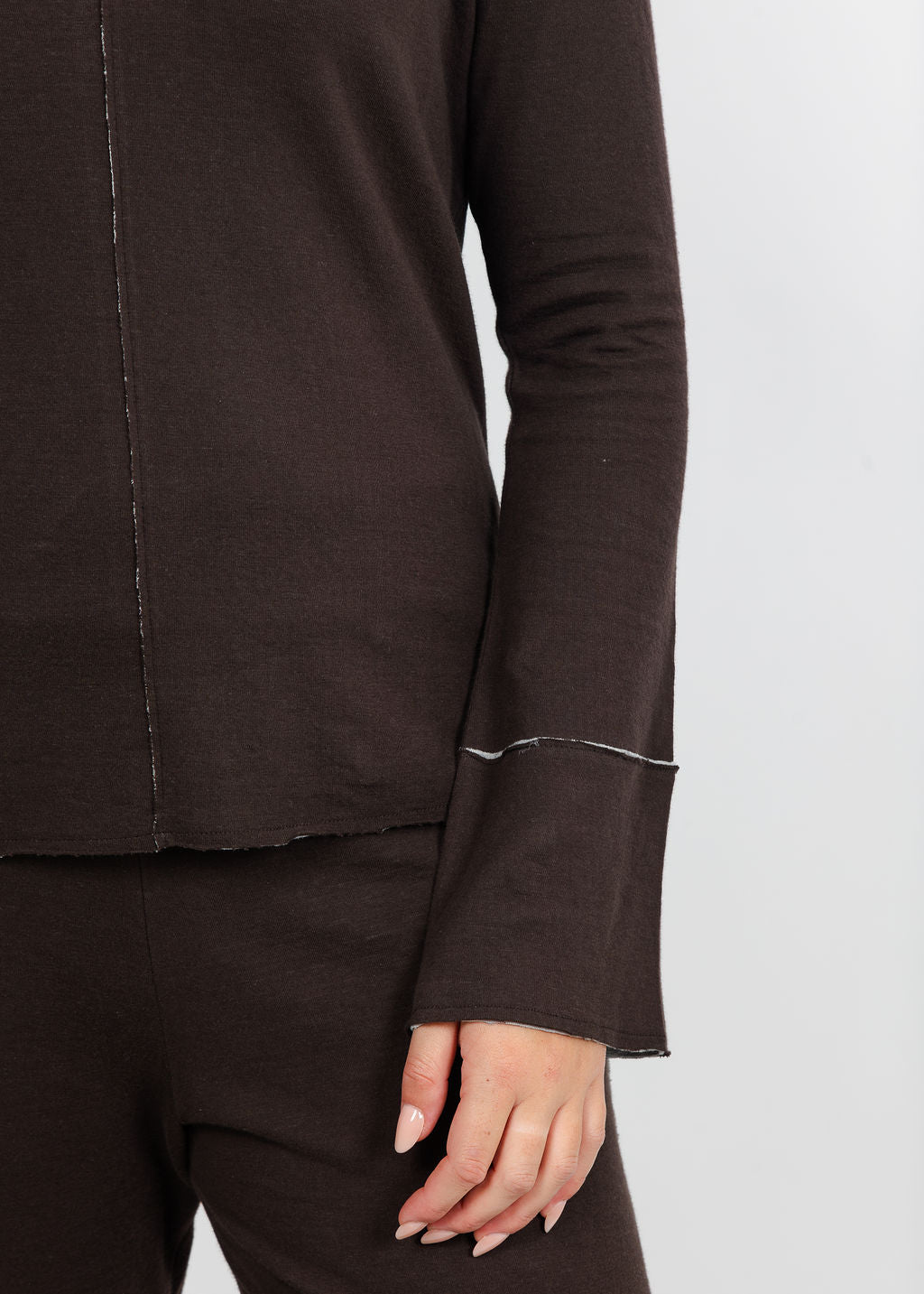 Goldie Stella Double-Faced V-Neck Pullover in Coffee/Heather Gray available at Barbara Katz