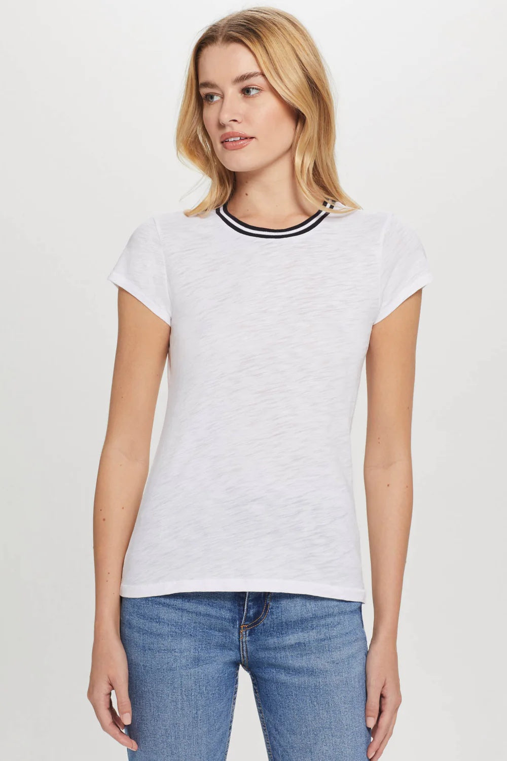 Goldie Tipped Ringer Tee - White