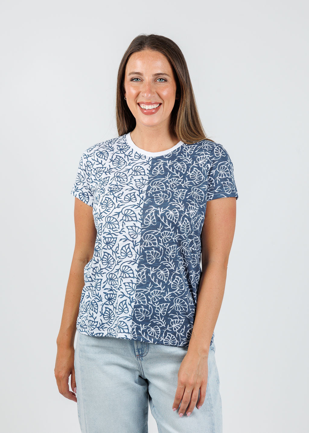 Goldie Two-Tone Tropical Rainforest Boy Tee in Estate/White available at Barbara Katz