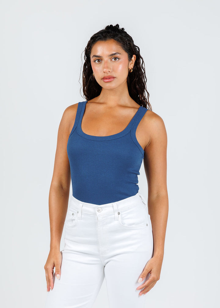 Goldie Angeline Rib Tank in Estate Blue available at Barbara Katz
