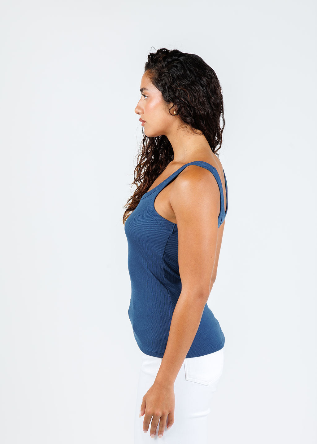 Goldie Angeline Rib Tank in Estate Blue available at Barbara Katz