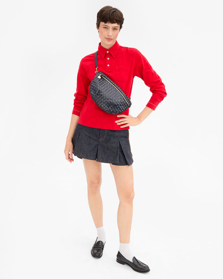 Clare V Grande Fanny Bag in Twilight Diagonal Woven available at Barbara Katz