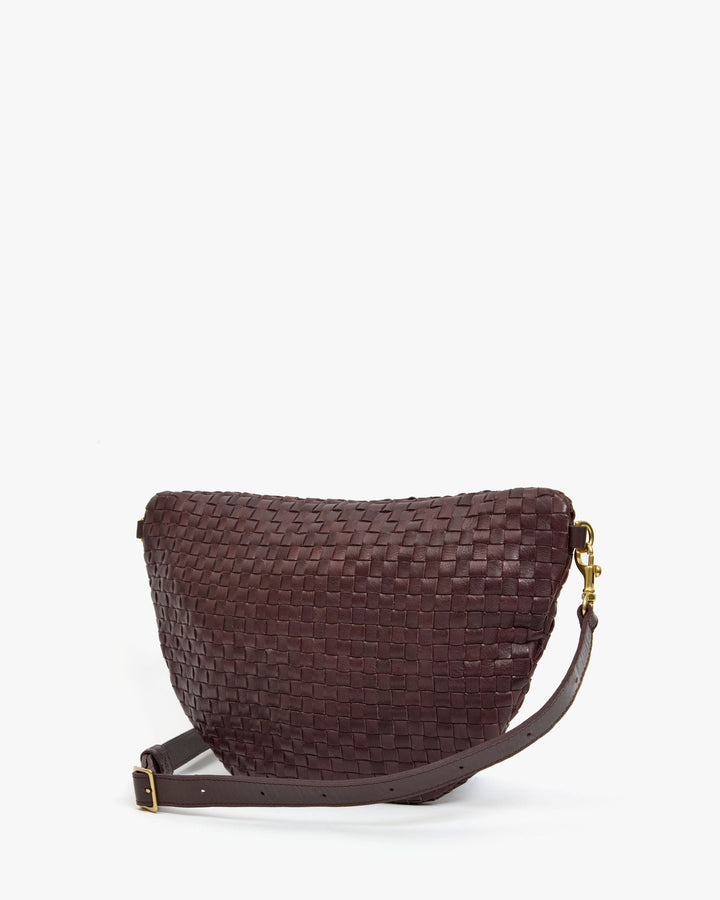 Clare V Grande Fanny Bag in Tobacco Woven Checker available at Barbara Katz