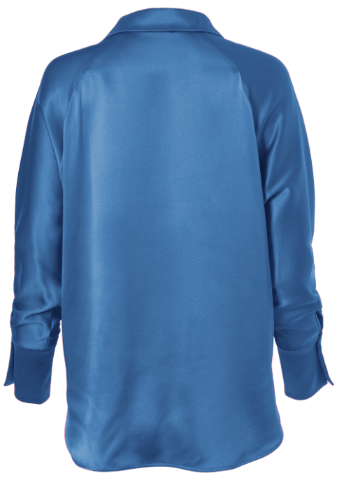 Diomi Half Button Isla Blouse in Cyan Deep Water available at Barbara Katz