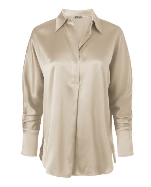 Diomi Half Button Isla Blouse in Champagne available at Barbara Katz