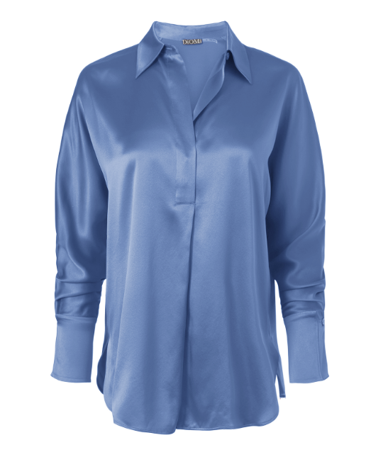 Diomi Half Button Isla Blouse in Soft Chambray available at Barbara Katz