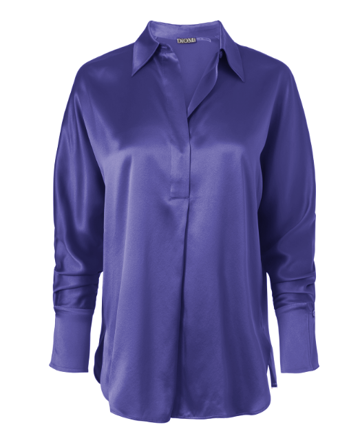 Diomi Half Button Isla Blouse in Violet Storm available at Barbara Katz