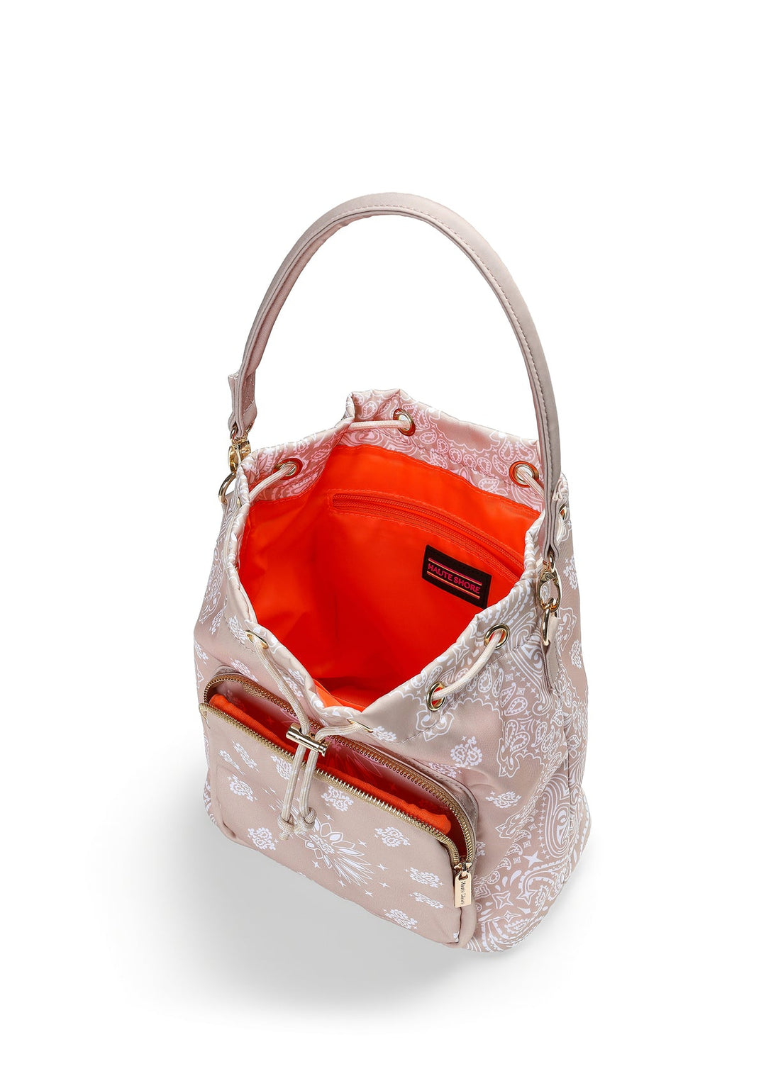 Haute Shore Harley Bandana Print Bucket Bag in Buff available at Barbara Katz