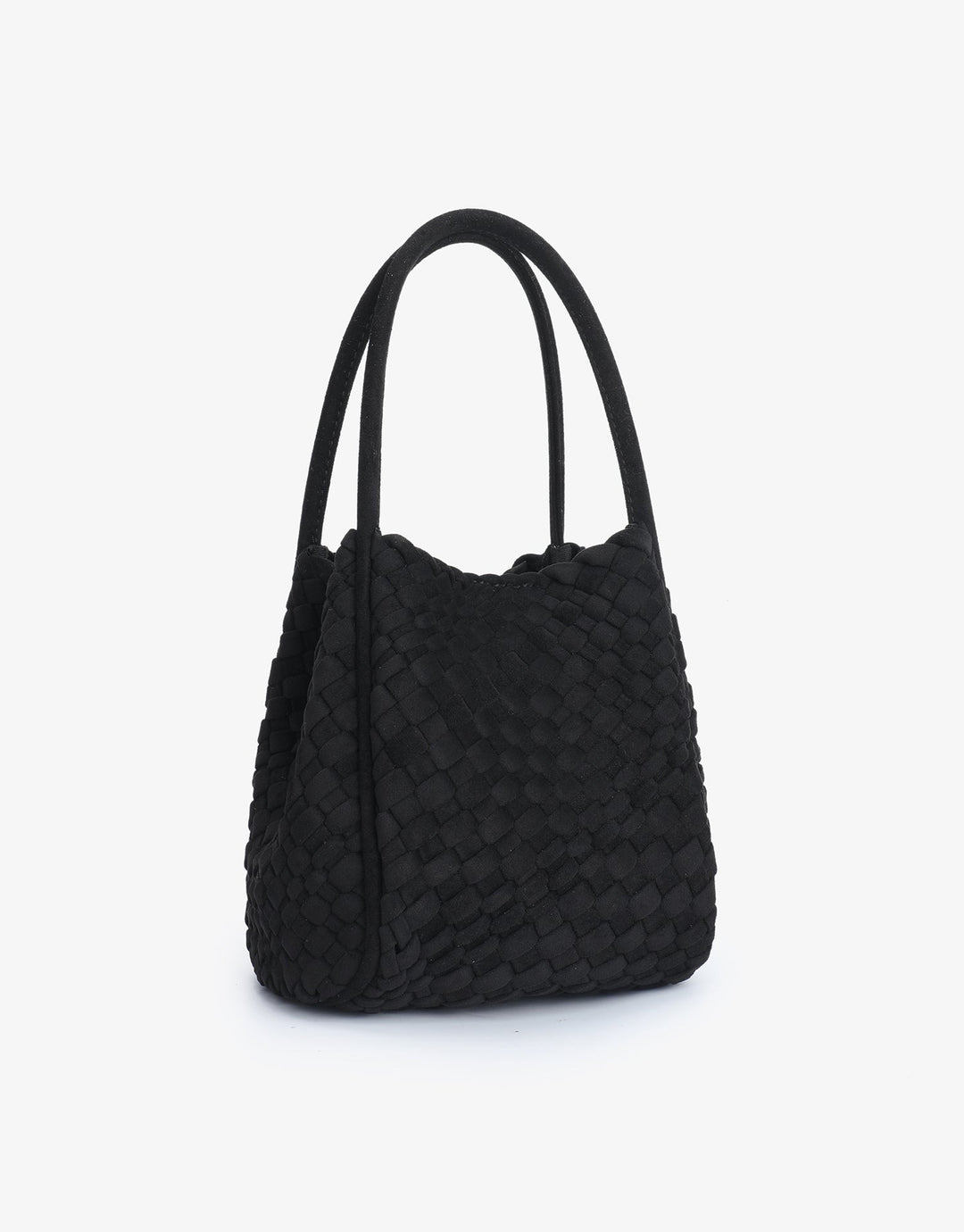 Remi/Reid Hollace Faux Suede Mini Woven Tote Bag in Black available at Barbara Katz