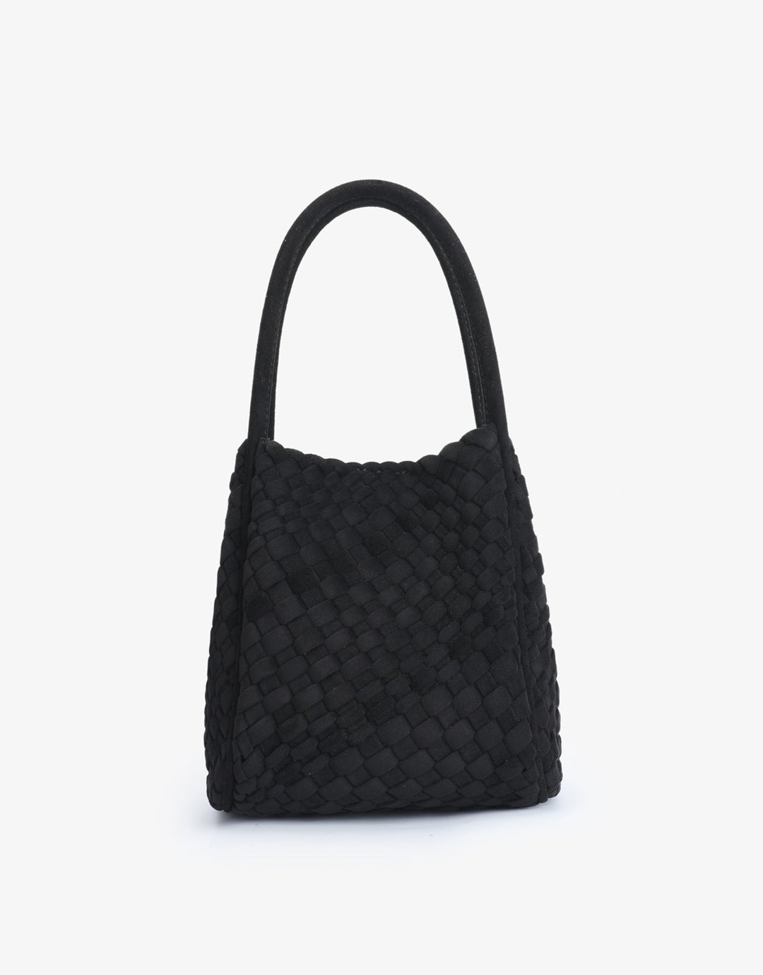 Remi/Reid Hollace Faux Suede Mini Woven Tote Bag in Black available at Barbara Katz